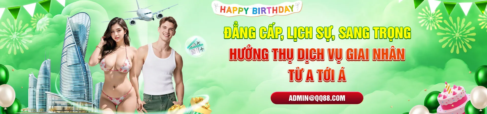 Banner hưởng thụ dịch vụ đẳng cấp qq88